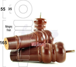 L&F 4 Replacement Furniture Feet Mahogany Turned Wooden Legs 165mm High Settee Chairs Sofas Footstools M8 (8mm) Tsp2071