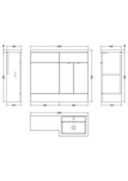 Hudson Reed Fusion Hacienda Charcoal 1000mm Freestanding Right-Hand Basin & Wc Combination Unit - thumbnail 6