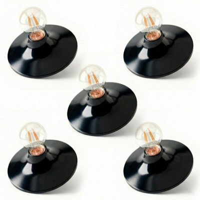 E27 Lamp Holder Light Fitting Wall Or Ceiling Mountable, Black 150mm Round Base Plate, Easy Socket Installation - image 1