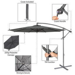 Loops Premium 5 Seater Garden Coffee Table & Parasol Set - White Aluminium Corner Sofa - thumbnail 8