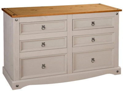 Mews Corona Grey Chest Of Drawers Pine 6 Drawer Solid Wood Sideboard - image 1