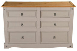 Mews Corona Grey Chest Of Drawers Pine 6 Drawer Solid Wood Sideboard - thumbnail 3