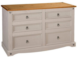 Mews Corona Grey Chest Of Drawers Pine 6 Drawer Solid Wood Sideboard - thumbnail 2
