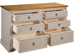 Mews Corona Grey Chest Of Drawers Pine 6 Drawer Solid Wood Sideboard - thumbnail 4