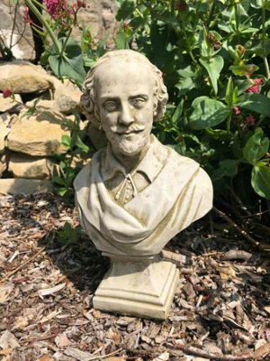Burgess Shakespeare Bust Stone Statue English Writer Outdoor Garden Ornament British Made Sculpture - image 1