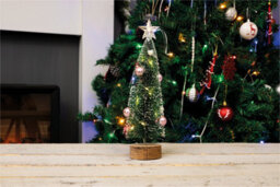 Netagon Christmas Battery Powered Light Up Mini Christmas Tree Ornament- Pink & Pearl Baubles - thumbnail 4