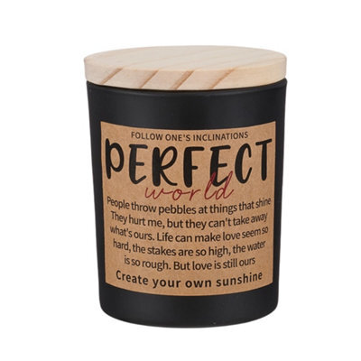 Living And Home Black Glass Cup Soy Wax Lavender And Eucalyptus Scented Candle With Wooden Lid, 22-Hour Burn - image 1