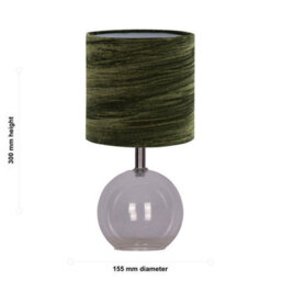 First Choice Lighting Set Of 2 Buck - Clear Glass Table Lamps With Dark Green Velvet Shade - thumbnail 3
