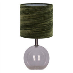 First Choice Lighting Set Of 2 Buck - Clear Glass Table Lamps With Dark Green Velvet Shade - thumbnail 2