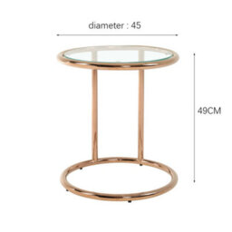 Living And Home Rose Gold Tempered Glass Bedside Table Coffee Table With Metal Base 49Cm H - thumbnail 6