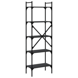 Berkfield Industrial Bookcase 5-Tier Black 56X31.5X174 Cm Engineered Wood - thumbnail 6