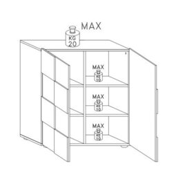 FurniComp LTD Furnicomp Giulia 2 Door Oak Tall Sideboard/highboard With Mirrors - thumbnail 3