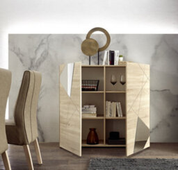FurniComp LTD Furnicomp Giulia 2 Door Oak Tall Sideboard/highboard With Mirrors - thumbnail 2