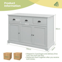Gainoom Kitchen Buffet Sideboard Wooden Storage Cupboard Cabinet With Adjustable Shelf - thumbnail 2