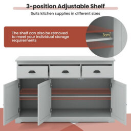 Gainoom Kitchen Buffet Sideboard Wooden Storage Cupboard Cabinet With Adjustable Shelf - thumbnail 8