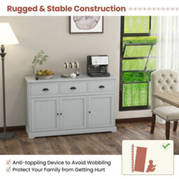 Gainoom Kitchen Buffet Sideboard Wooden Storage Cupboard Cabinet With Adjustable Shelf - thumbnail 9