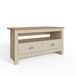 Cream Oak Corner Tv Cabinet 2 Drawer Television Stand Unit