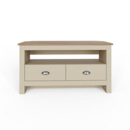 Cream Oak Corner Tv Cabinet 2 Drawer Television Stand Unit - thumbnail 3