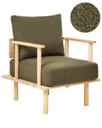Wyld And Coco Japandi Armchair In Dark Green Boucle - Compact Scandinavian Design - thumbnail 3