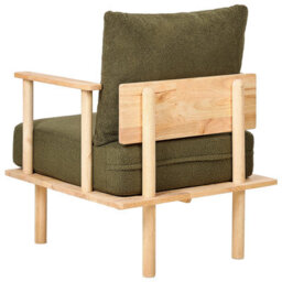 Wyld And Coco Japandi Armchair In Dark Green Boucle - Compact Scandinavian Design - thumbnail 7