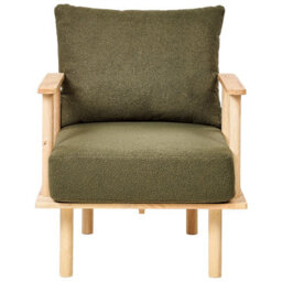 Wyld And Coco Japandi Armchair In Dark Green Boucle - Compact Scandinavian Design - thumbnail 1