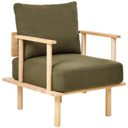 Wyld And Coco Japandi Armchair In Dark Green Boucle - Compact Scandinavian Design - thumbnail 5