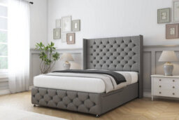 "Sloomy Luthor Pewter Dumfries Divan Bed Base 2 Drawers Foot-End-54"" Wingback Headboard & 12"" Footboard 5' King" - thumbnail 3