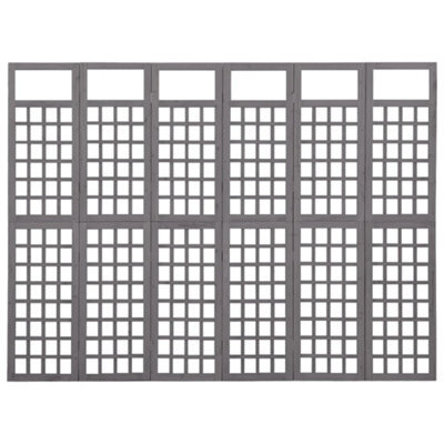 Berkfield Durable 6-Panel Room Divider/trellis Solid Fir Wood Grey 242.5X180 Cm - image 1