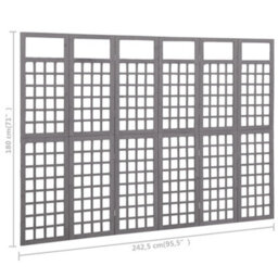Berkfield Durable 6-Panel Room Divider/trellis Solid Fir Wood Grey 242.5X180 Cm - thumbnail 6