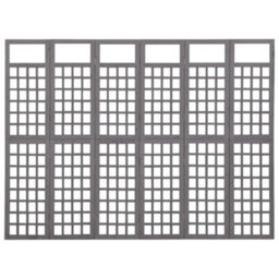 Berkfield Durable 6-Panel Room Divider/trellis Solid Fir Wood Grey 242.5X180 Cm - thumbnail 1