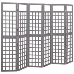 Berkfield Durable 6-Panel Room Divider/trellis Solid Fir Wood Grey 242.5X180 Cm - thumbnail 2
