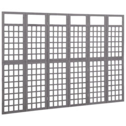 Berkfield Durable 6-Panel Room Divider/trellis Solid Fir Wood Grey 242.5X180 Cm - thumbnail 3