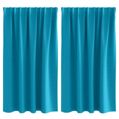 Berkfield Modern Curtains With Curtains 2 Pcs Turquoise 140 X 140 Cm Polyester - image 1