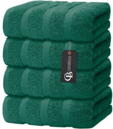 Casabella Premium Quality 4 Jade Hand Towels 100% Combed Cotton 650 Gsm Quick Dry Hand Towels Set 50X90 Cm - thumbnail 1