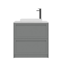 Royal Bathrooms Royal Bathroom Elmore 800mm Matt Pebble Grey Freestanding Countertop Bathroom Vanity Unit 2 Drawer With Qubix Basin - thumbnail 7