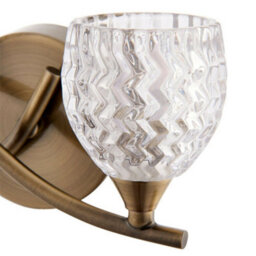 Led Twin Wall Light Twist Arm Antique Brass Glass Pattern Dimming Lamp Lighting - thumbnail 4