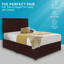Dining Tables Chelsea Headboard Divan Set, 2 Drawer On Same Side With Sprung 1500 Comfort Mattress - Plush Mulburry- King - thumbnail 2