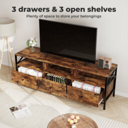 Levede Tv Stand Cabinet Industrial Tv Unit 3 Drawers 3 Shelves For 65 Inch - thumbnail 5
