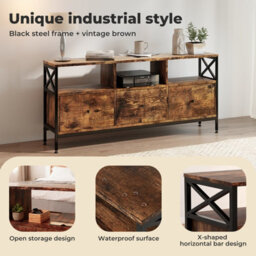 Levede Tv Stand Cabinet Industrial Tv Unit 3 Drawers 3 Shelves For 65 Inch - thumbnail 6