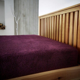 Smart Living Teddy Fleece Fitted Bed Sheet Plain Thermal Warm Soft Luxury Fluffy Cuddly Cosy Bedding - Aubergine - thumbnail 1