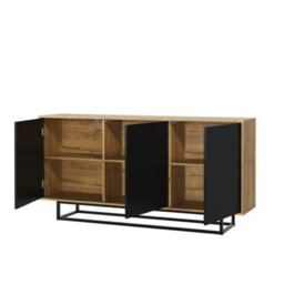 Halo Loft Sideboard 160Cm Industrial Dark Oak & Black Matt Doors - Creative Furniture - thumbnail 9