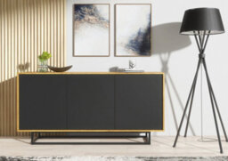 Halo Loft Sideboard 160Cm Industrial Dark Oak & Black Matt Doors - Creative Furniture - thumbnail 2