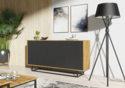 Halo Loft Sideboard 160Cm Industrial Dark Oak & Black Matt Doors - Creative Furniture - thumbnail 6