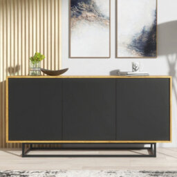 Halo Loft Sideboard 160Cm Industrial Dark Oak & Black Matt Doors - Creative Furniture - thumbnail 1