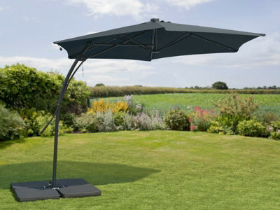 Garden Store Direct 2.7M Garden Parasol Sun Shade Hanging Umbrella Cantilever With Easy Up Function - Black - image 1