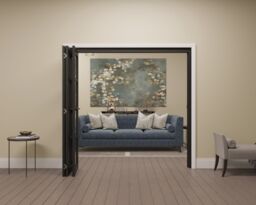 4 Panel Clear Glazed Shaker Black Pine Internal Folding Door Set, (H)2060mm (W)2142mm - Fully Finished - thumbnail 2