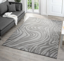 Vellure Modern Indoor Living Room Area Rug Embossed Metallic Sheen Marble Design Anthracite 60X220 Cm - thumbnail 1