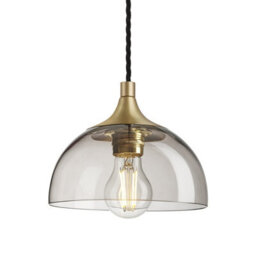 Industville Chelsea Glass Dome Pendant - 8 Inch, Mocha Glass Shade, Brass Pendant Holder - thumbnail 1