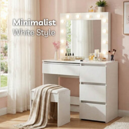 Levede Dressing Table Vanity Set Stool Makeup Leds Mirror Jewellery Organizer - thumbnail 6