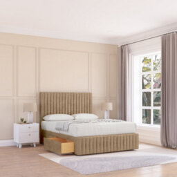 "Sloomy 5Ft Madison Naples Mink Bed Set With 2 Drawers & Footboard, Mattress & 54"" Headboard - King"